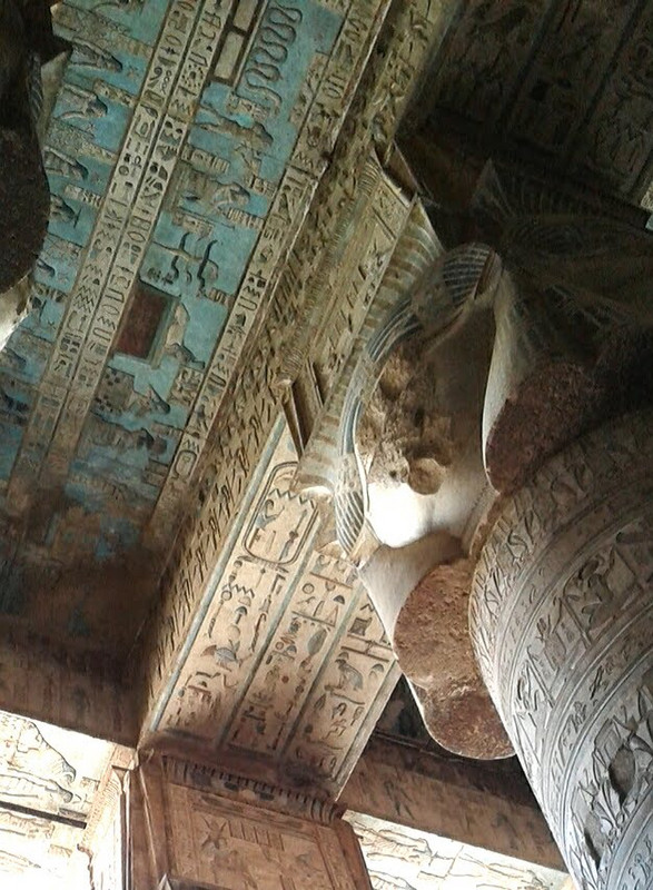 Inscriptions overhead at Hathor's temple in Dendara