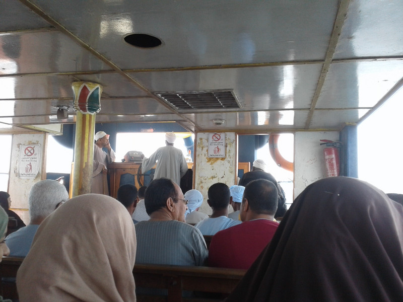 With passengers on board the ferry at Luxor looking to the pilots deck 
