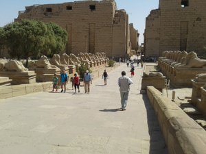 Avenue of ram headed sphinxes at Karnak Temple