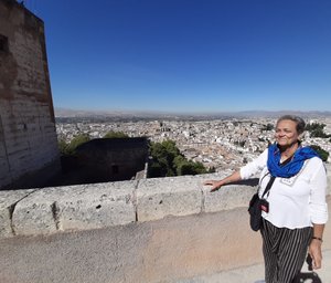 Standing at the Citadel walls with Albayzin below