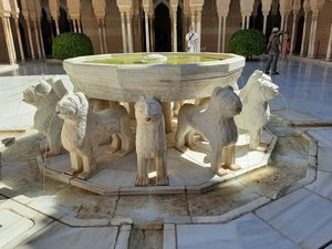 The Court of the Lions -four streams of water feed the fountain's twelve marble lions