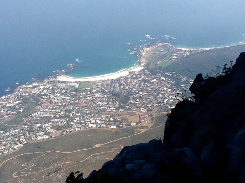 Looking directly down on the city of CapeTown and its beautiful  beaches