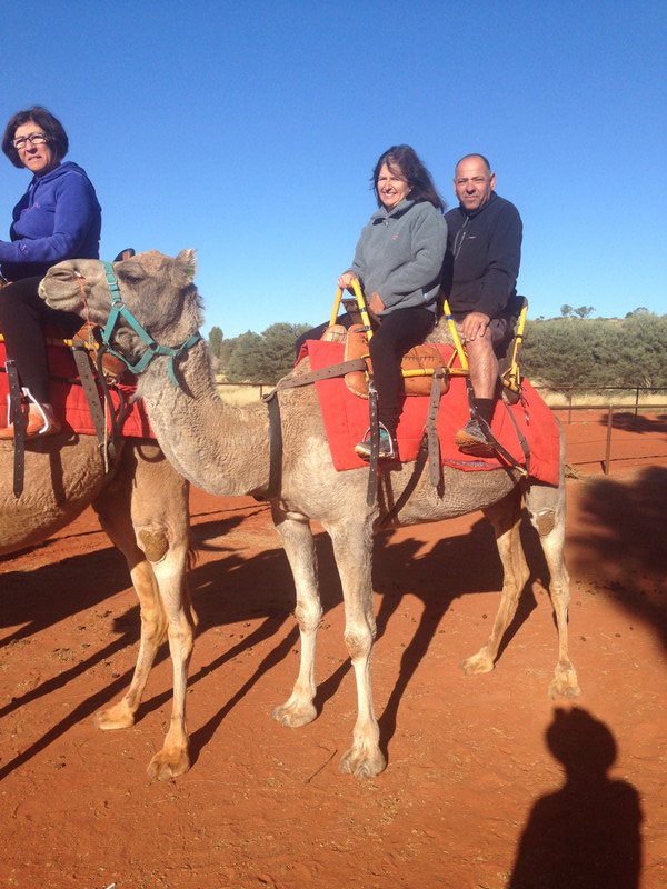 Tracey and Xavier on the very noisy camel