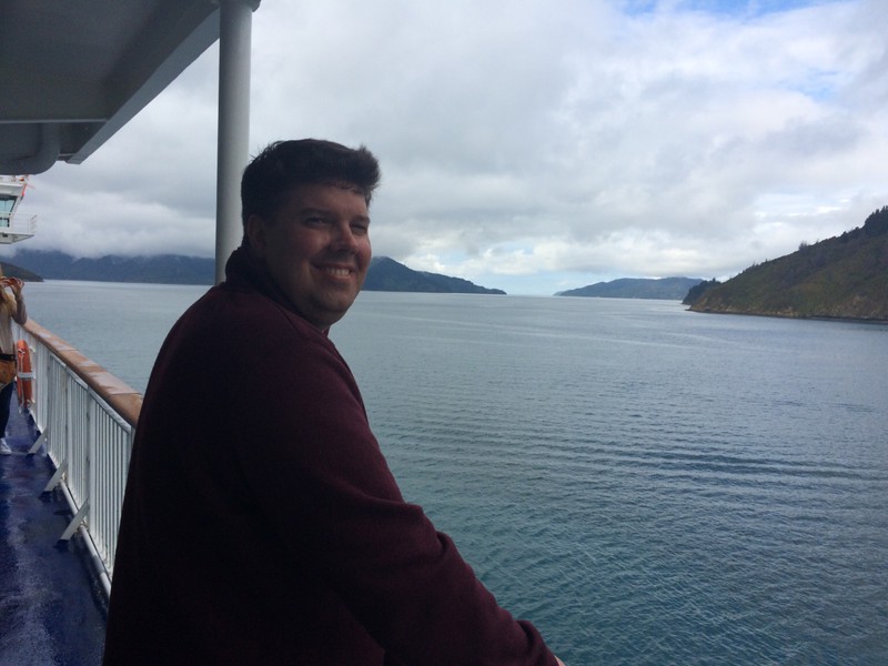 Aaron on the Ferry, South Island