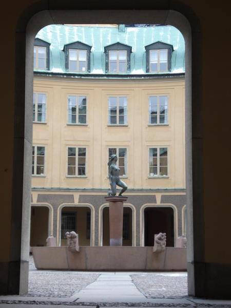 Courtyard and statue