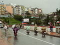 Dalat - Motorcyclists with their rain jackets of all different sizes and colours 