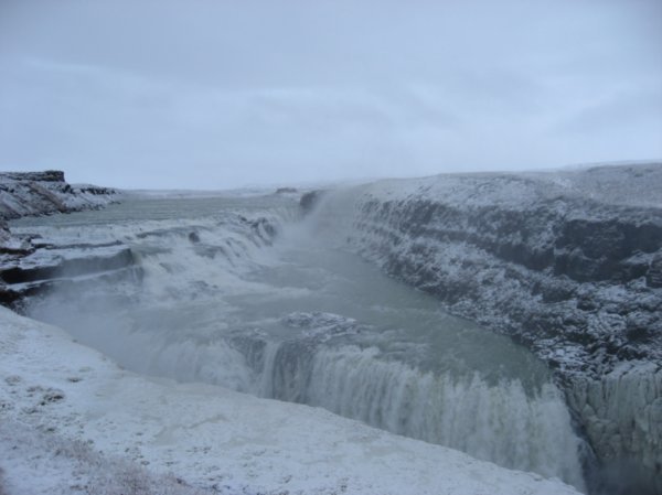 Gullfoss, big frozen ice chunks everywhere