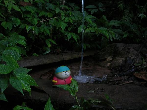 Cartman by waterfall
