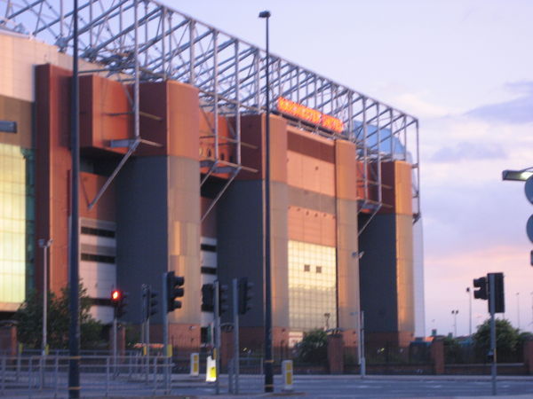 Manchester stadium during sunset