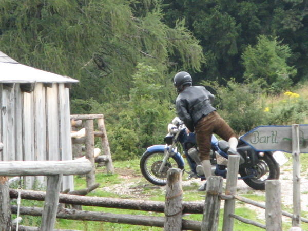 Lederhoesen wearing Harley Rider