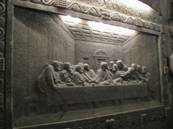 Sculpted picture of Last Supper in the Salt Wall