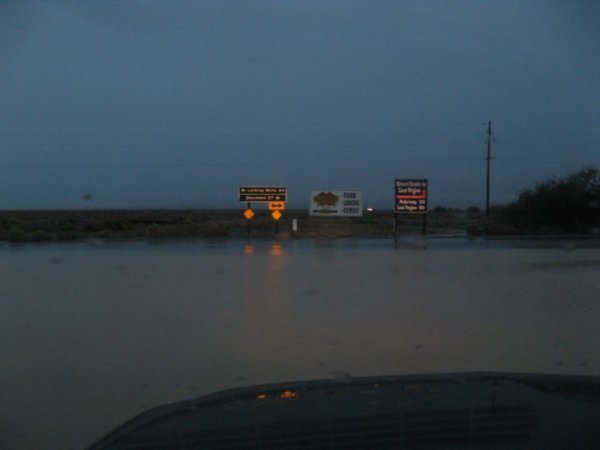 Flooded Road near the border of California and Nevada.