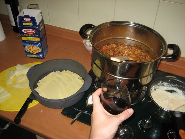 Making lasagne...
