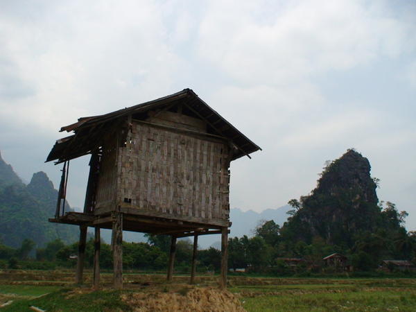 hut and limestone formation
