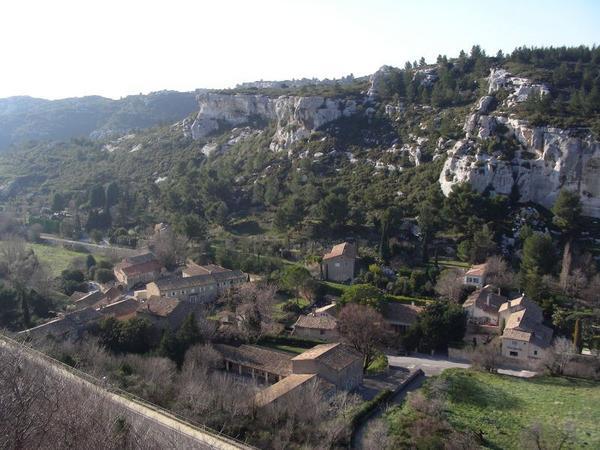 the view of the valley below les baux de provence