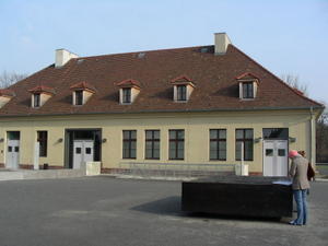 visitor center and a small version of the sachsenhausen concentration camp