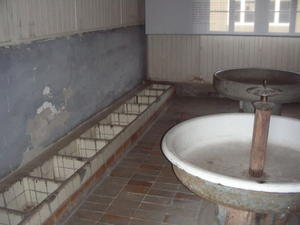 washroom. the basins on the side are for feet but signs on the wall said these were frequent spots to drown the prisoners