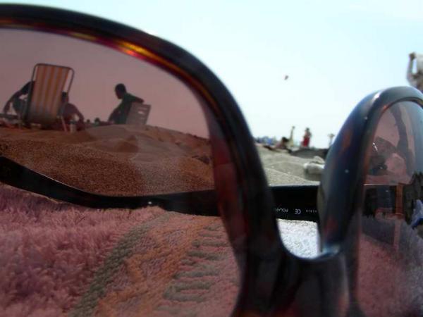 looking through my sunnys at the beach