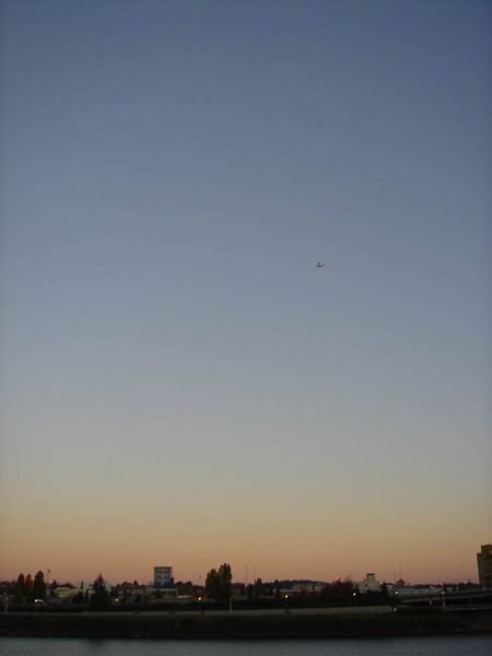 a lone plane in the sky