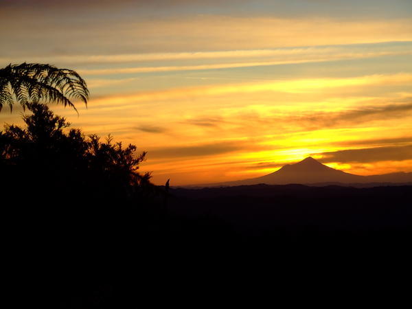Sunset behind Mt. Taranaki