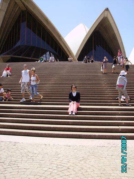 on the steps of the opera house