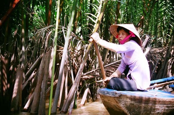 rowing along the Mekong