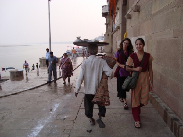 Ashley and Parendi walking the ghats