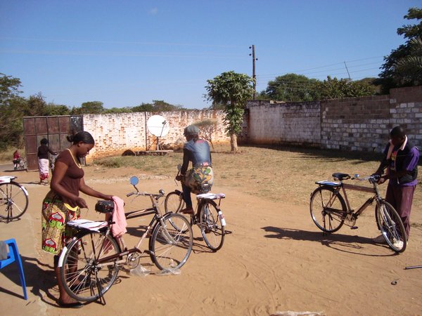 Research Assistants on bicycles