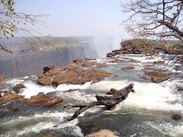 The Zambezi empties out into Victoria Falls