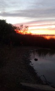 The sunset over the lake
