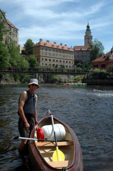 Swapping bikes for Kayaks on the Vltava river in Czechy Krumlov