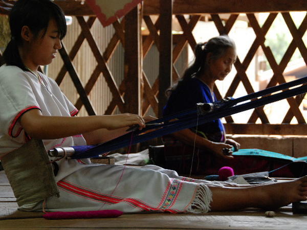 Young Karen Village Girl Weaving