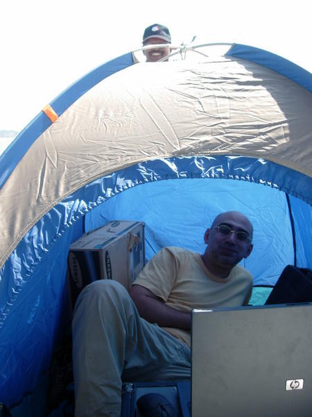 Emil chilling out in his tent