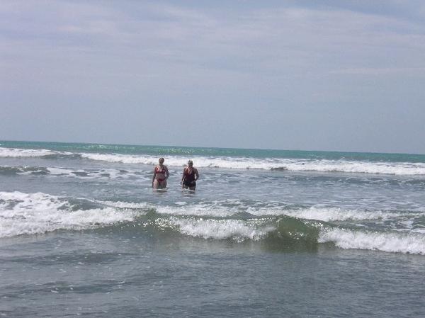 Kerensa and Janel Playing in the Ocean