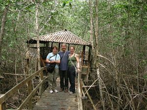Christa Tony and Kerensa on the Mangrove Island