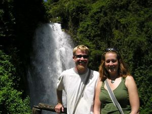 Tony and Kerensa at a waterfall near Otovalo