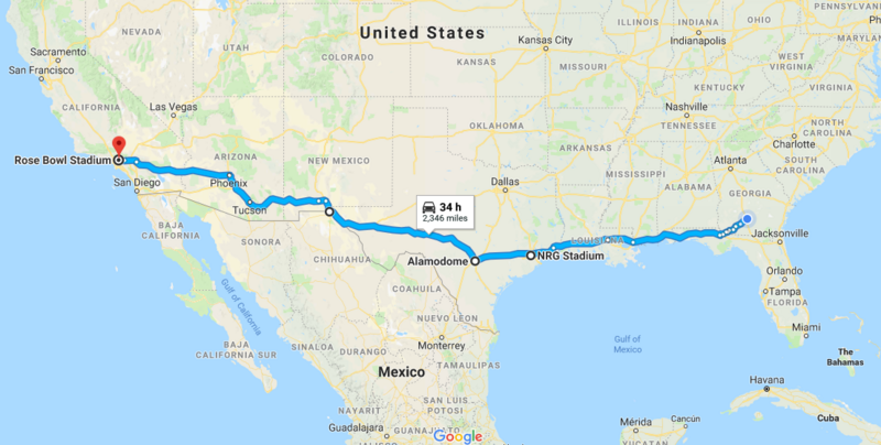 Our route to Pasadena
