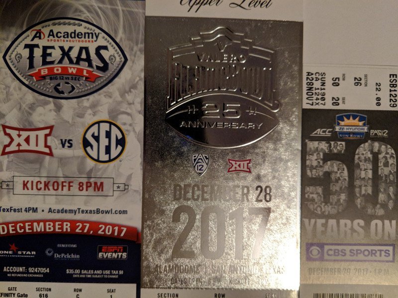 Bowl tickets (so far): Texas, Alamo, and Sun