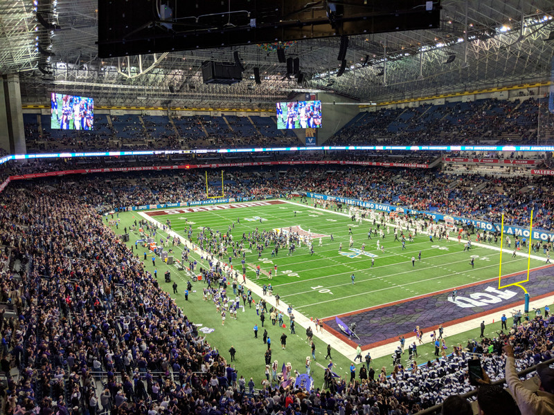 Our seats weren't too bad for the Alamo Bowl