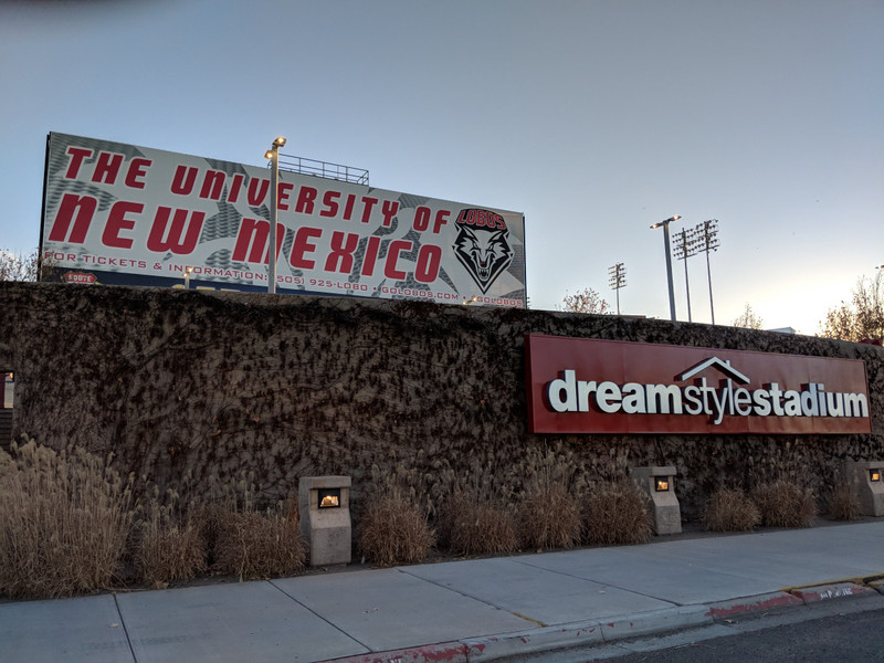 One college stadium today: UNM in Albuquerque