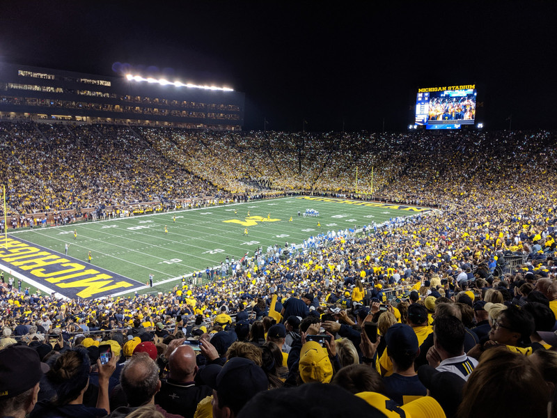 Cool lights from cell phones near halftime at the Michigan game