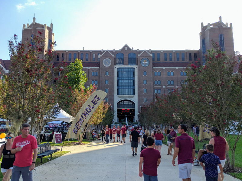 The entrance to Doak Campbell looks like a fortress