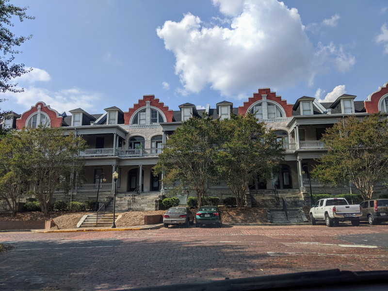 Typical downtown Macon view: brick roads and refurbished old houses