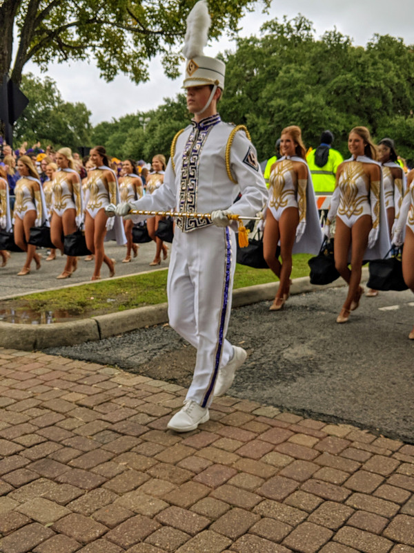 Drum major leads the LSU band