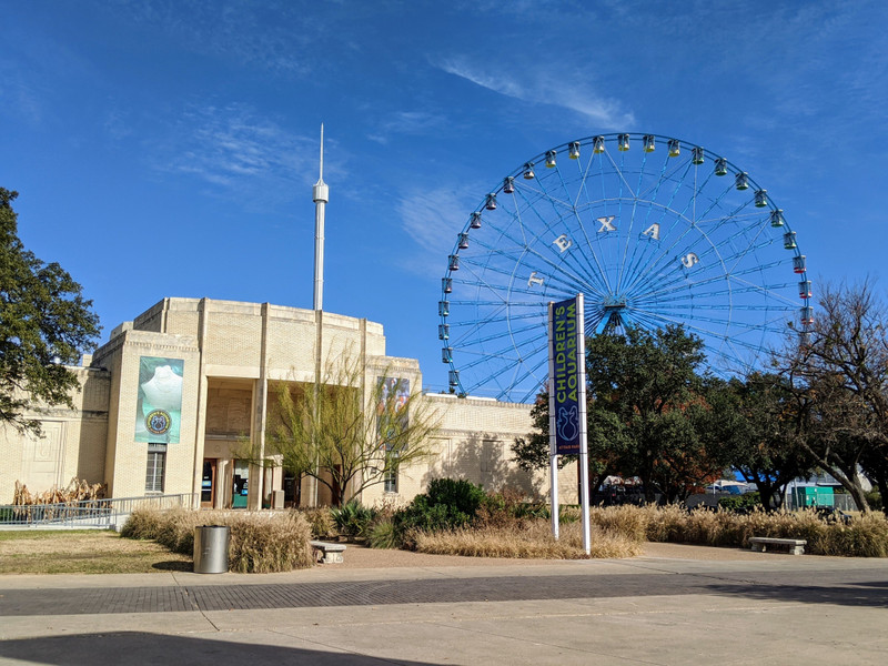 Fair Park with the Ferris wheel in the background