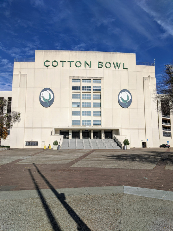 The front of Cotton Bowl Stadium