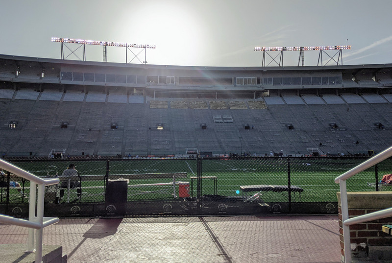 My first glimpse of the field at Legion Field -- it was a hot day