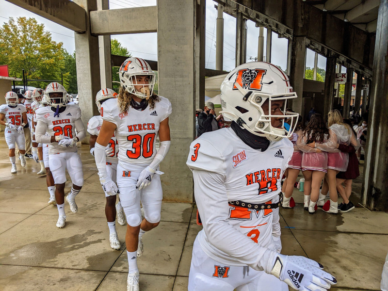 Mercer players in all white