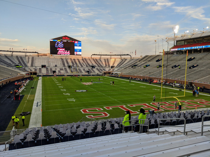 Our view of the field at Vaught-Hemingway Stadium