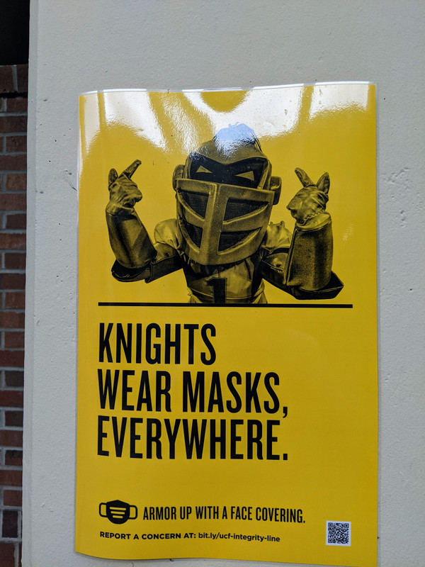 UCF's mascot, Knightro, endorsing Covid safety